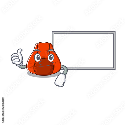 Thumbs up with board bean bag chair in cartoon shape