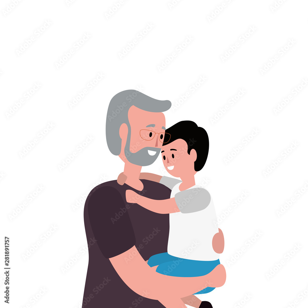 Obraz premium cute grandfather with grandson characters