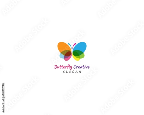 Butterfly conceptual simple, colorful icon. Logo. Vector illustration