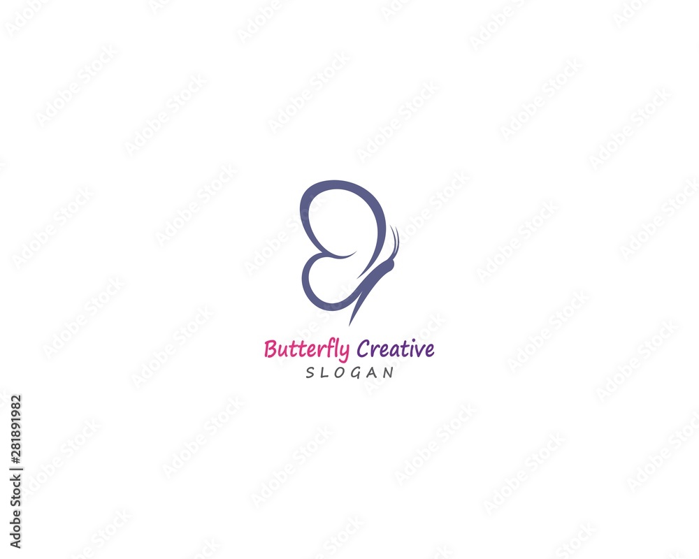 Fototapeta premium Butterfly conceptual simple, colorful icon. Logo. Vector illustration