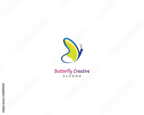Butterfly conceptual simple, colorful icon. Logo. Vector illustration