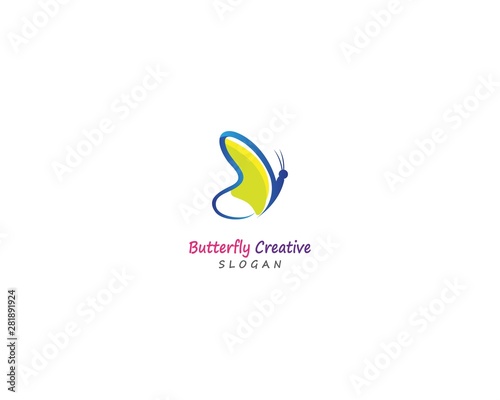 Butterfly conceptual simple  colorful icon. Logo. Vector illustration