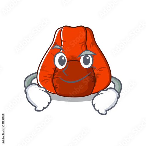 Smirking bean bag chair in a character