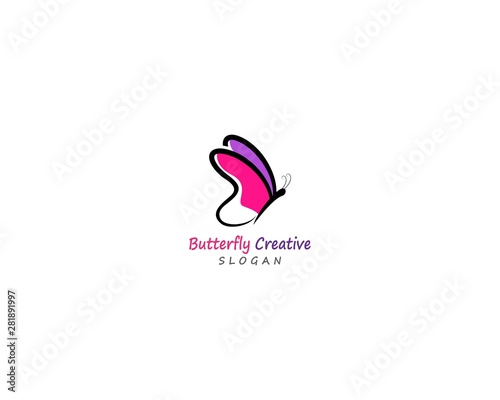 Butterfly conceptual simple, colorful icon. Logo. Vector illustration