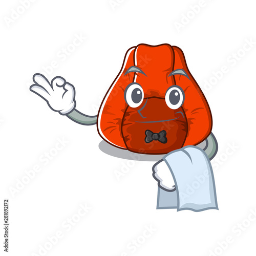 Waiter bean bag chair isolated with mascot
