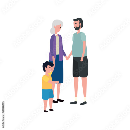 cute grandparents couple with grandson