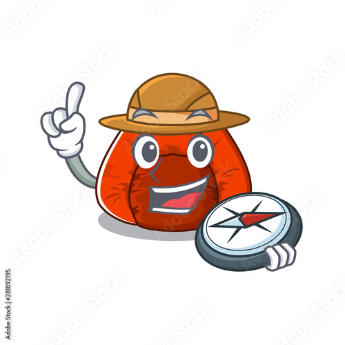 Explorer bean bag chair isolated with mascot