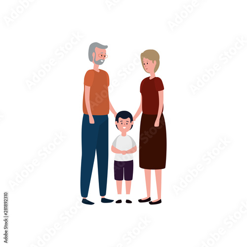 cute grandparents couple with grandson