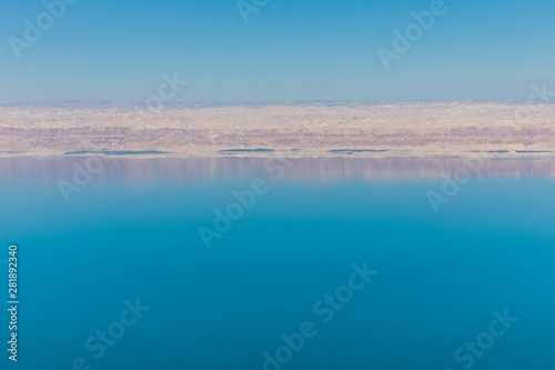 Views of the Dead Sea coast near the Panorama Dead Sea Complex in Jordan. 