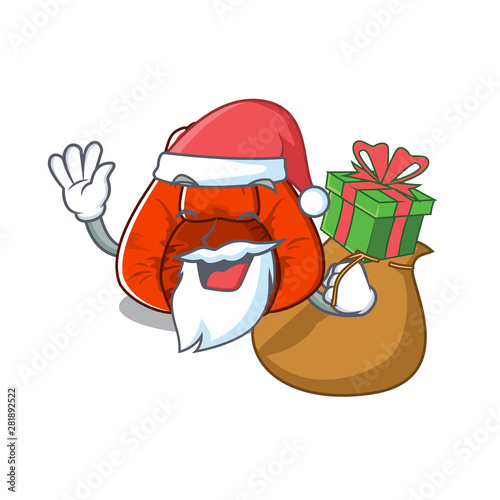 Santa with gift bean bag chair isolated with mascot