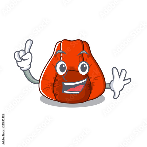 Finger bean bag chair isolated with mascot