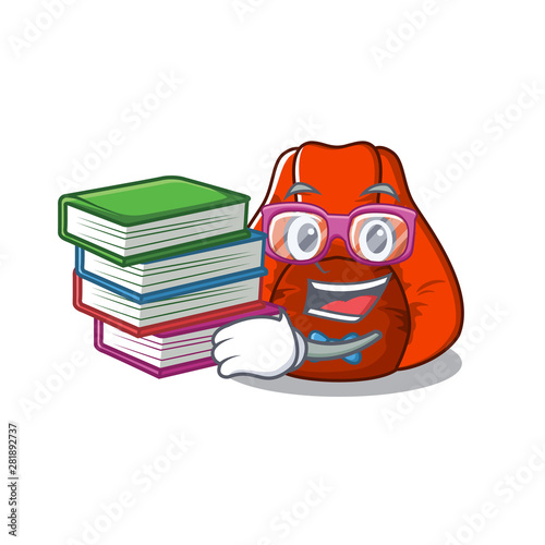 Student with book bean bag chair isolated with mascot