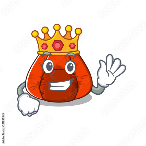 King bean bag chair isolated with mascot