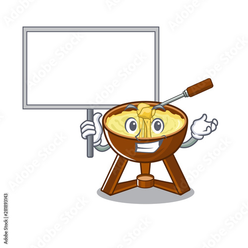 Bring board cheese fondue isolated in the character