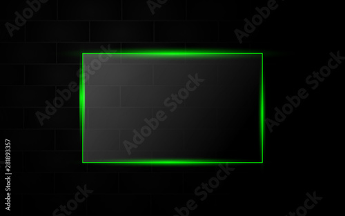 Rectangle white neon frame mobile screen template vector