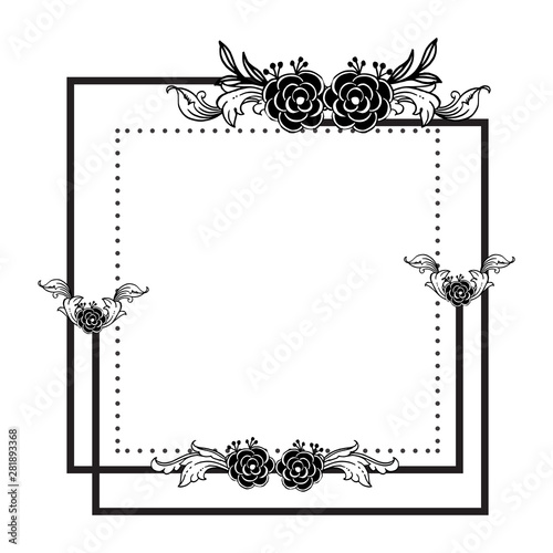 Template of flower frame, isolated on a white, for elegant of cards. Vector