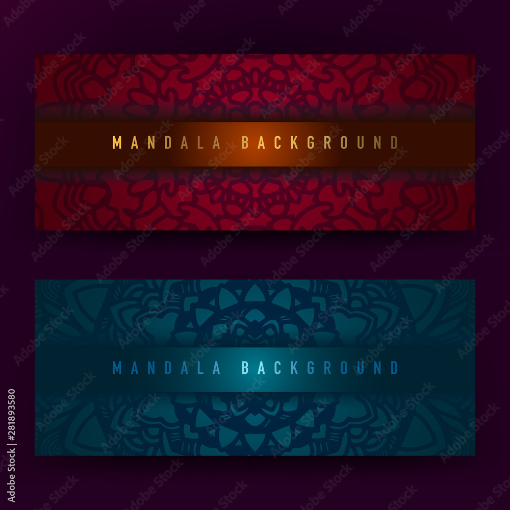 Background design with mandala vector ornament. Mandala ethnic ornamental in background design with color gradient