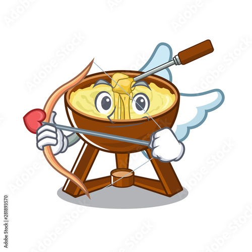 Cupid cheese fondue isolated in the character