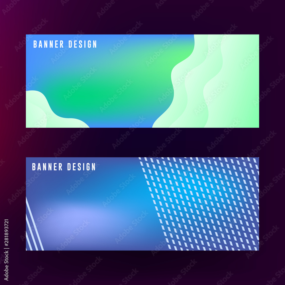 Fluid banner background design. Abstract liquid banner design with red, purple and blue color combination