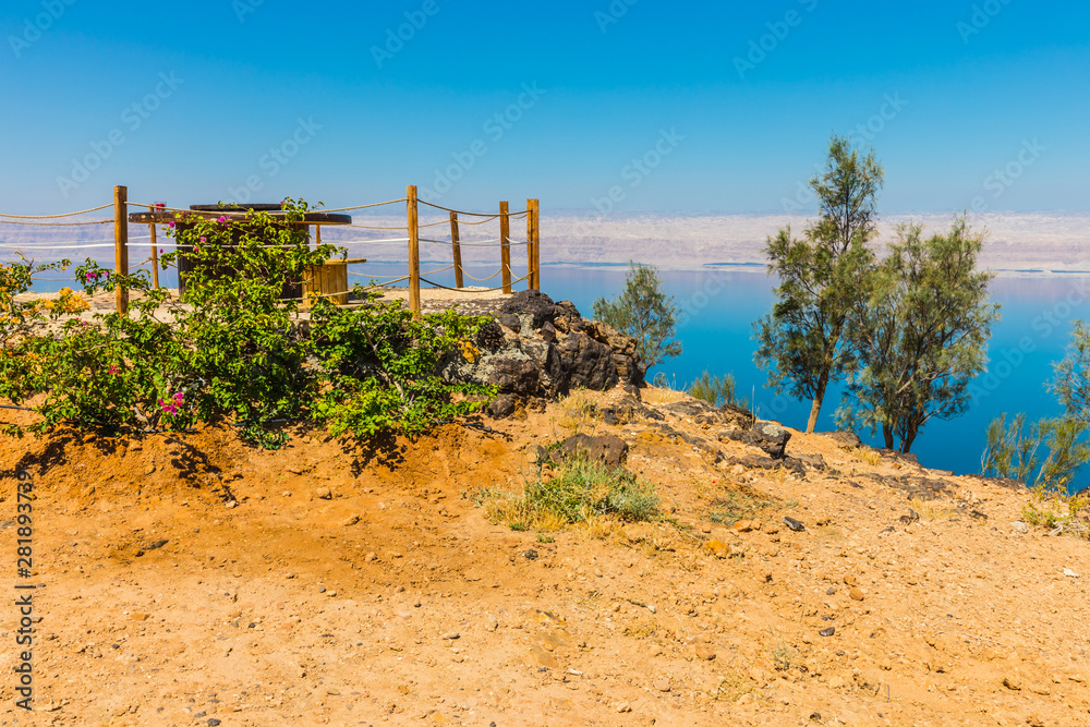View from the Aloe Vera Walk near the Panorama Dead Sea Complex in Jordan. View from the Aloe Vera Walk near the Panorama Dead Sea Complex in Jordan.