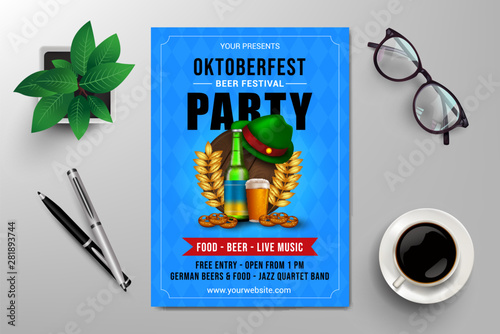 oktoberfest beer festival party flyer template vector