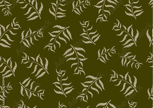 Beautiful decorative seamless pattern with leaves of tree branches.