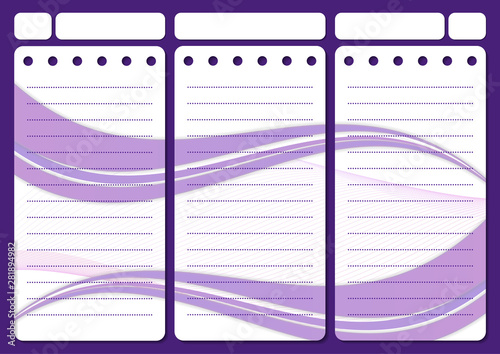 Stylish sheets for a personal diary, template planner. Organizer with notes and to-do list.