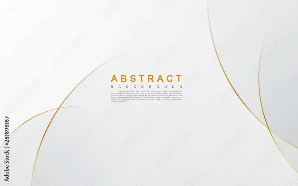 Modern abstract light silver background vector. Elegant circle shape design with golden line.