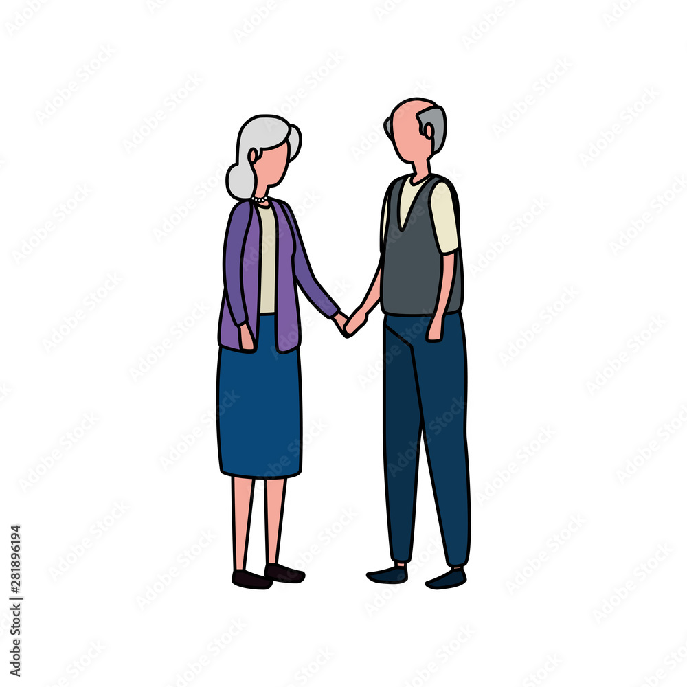 cute grandparents couple avatars characters