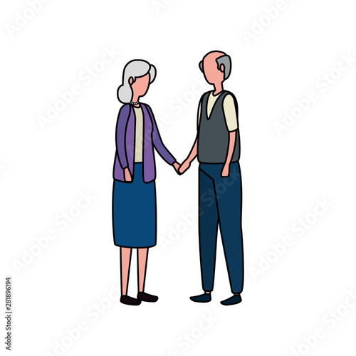 Wallpaper Mural cute grandparents couple avatars characters Torontodigital.ca