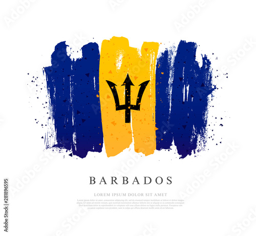 Flag of Barbodos. Brush strokes are drawn by hand. Independence Day.