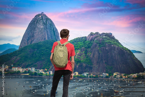 man walks along Rio de Janeiro photo