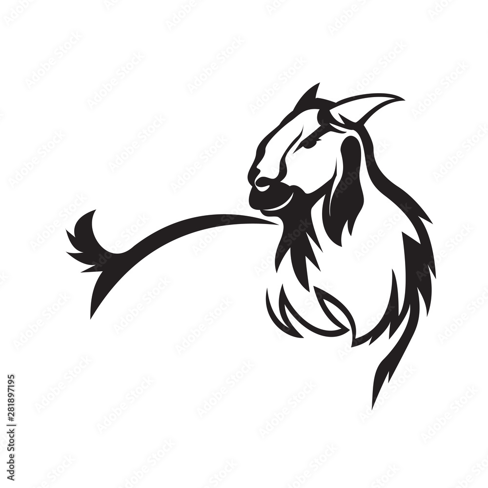 Fototapeta premium goat side view drawing art logo design inspiration