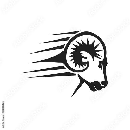 fast head goat drawing art logo design inspiration