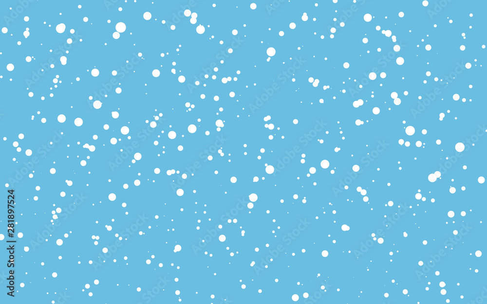 Christmas snow. Falling snowflakes on blue background. Snowfall. Vector illustration