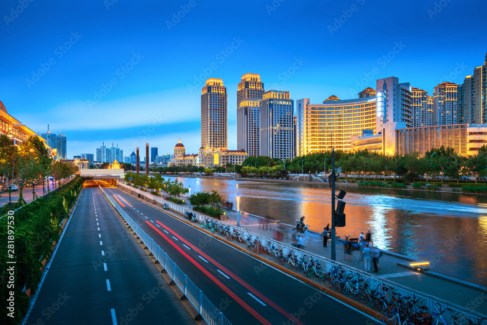 Tianjin City, China, night view Tianjin City, China, night view
