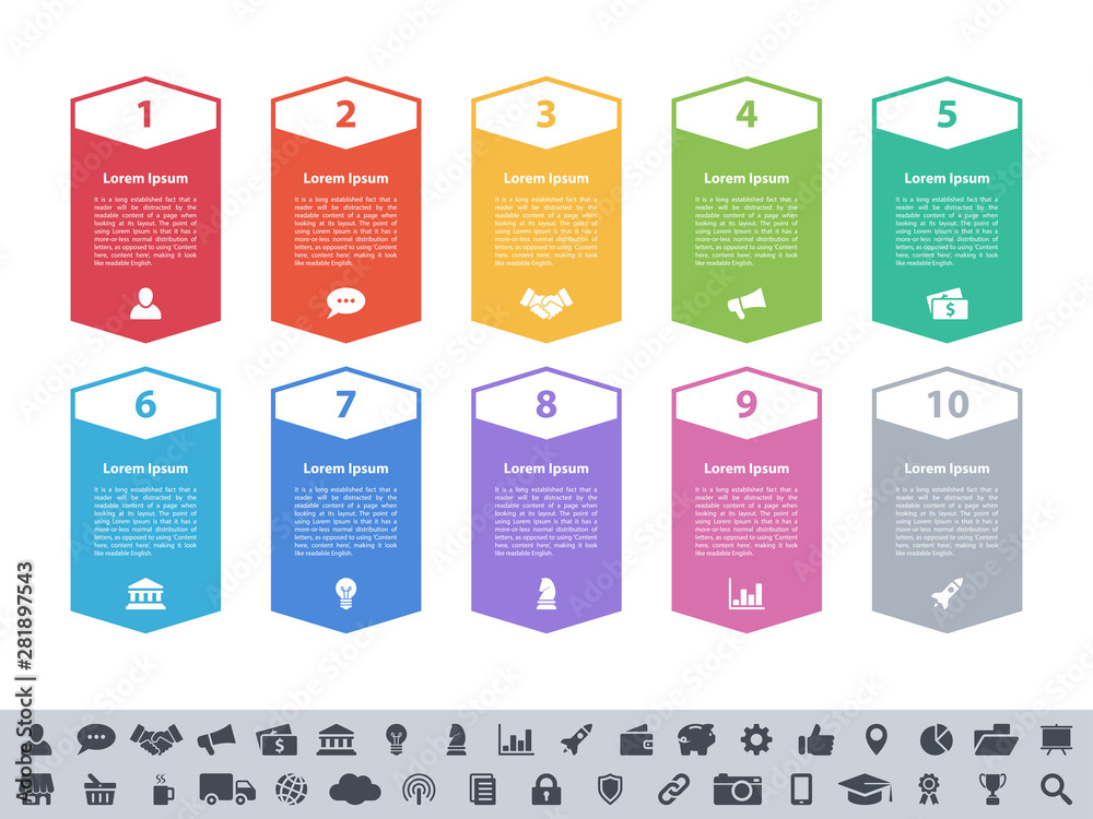 Infographic design business concept vector illustration with 10 steps ...
