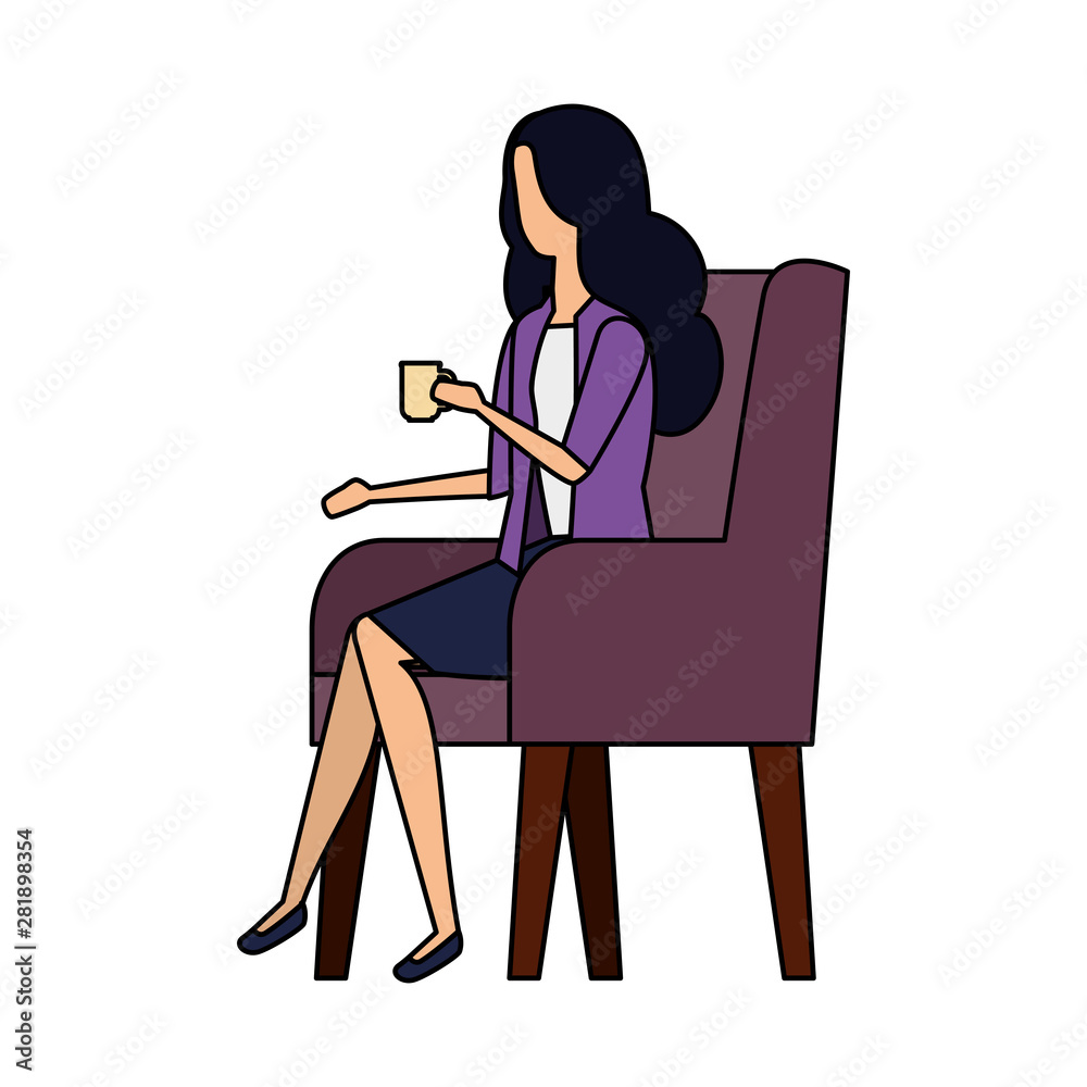 Fototapeta premium elegant businesswoman drinking coffee in the sofa