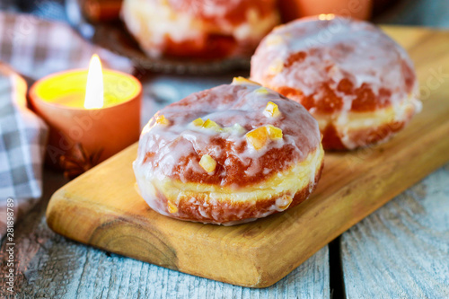 Fat Thursday celebration - traditional polish donuts filled with marmalade.