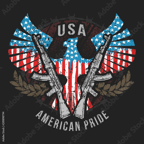 EAGLE USA FLAG AND WEAPON VECTOR 