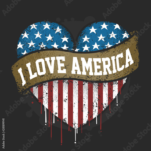 I LOVE YOU AMERICA USA FLAG ARTWORK