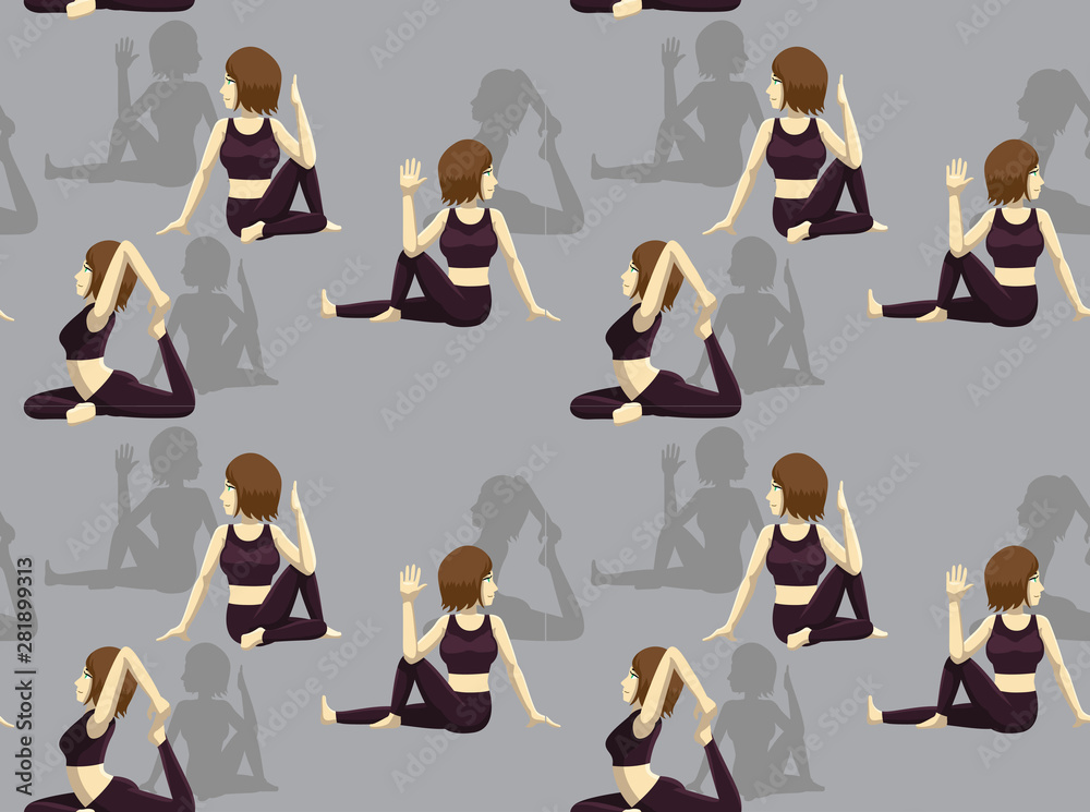 Yoga Bow Pose Tutorial Cartoon Seamless Wallpaper Background Stock Vector -  Illustration of format, pose: 268608486