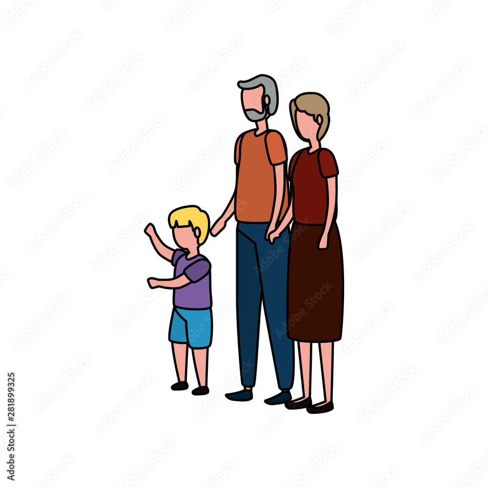 cute grandparents couple with grandson