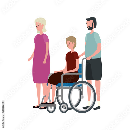 cute grandparents couple in wheelchair
