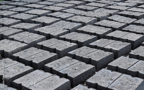 Full frame shot of fresh bricks made from flyash photo