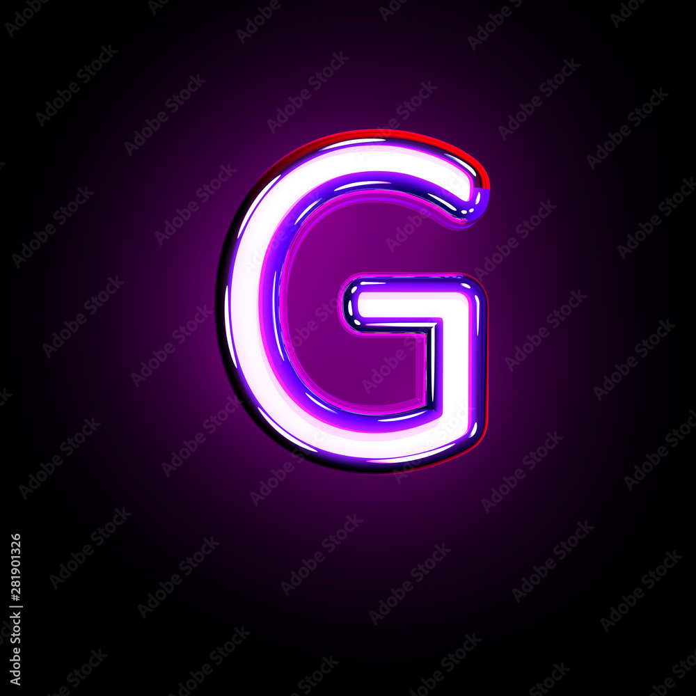 letter G of neon purple shining font isolated on black - 3D illustration of symbols letter G of neon purple shining font isolated on black - 3D illustration of symbols