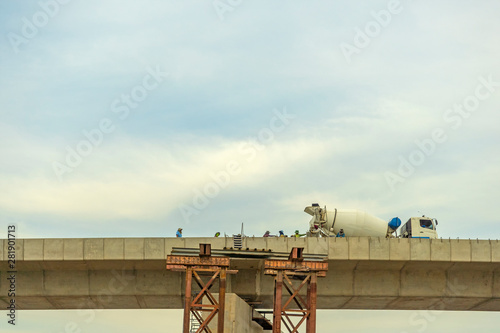 Build concrete highway on site construction road