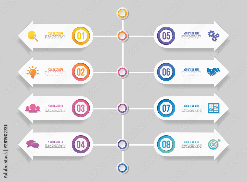 Vector Infographic Design Template with Options Steps and Marketing Icons can be used for info graph, presentations, process, diagrams, annual reports, workflow layout. Vector Illustration Vector Infographic Design Template with Options Steps and Marketing Icons can be used for info graph, presentations, process, diagrams, annual reports, workflow layout. Vector Illustration