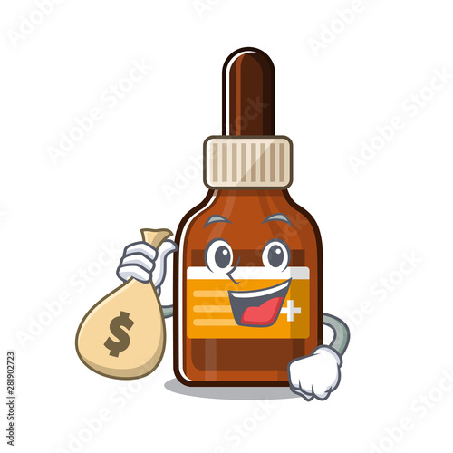 With money bag iodine isolated with in the mascot