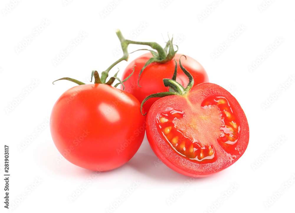 Fresh organic cherry tomatoes isolated on white Fresh organic cherry tomatoes isolated on white